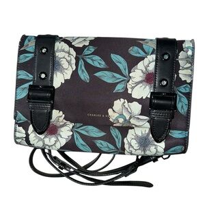 Charles & Keith Floral Buckle Detail Clutch Crossbody